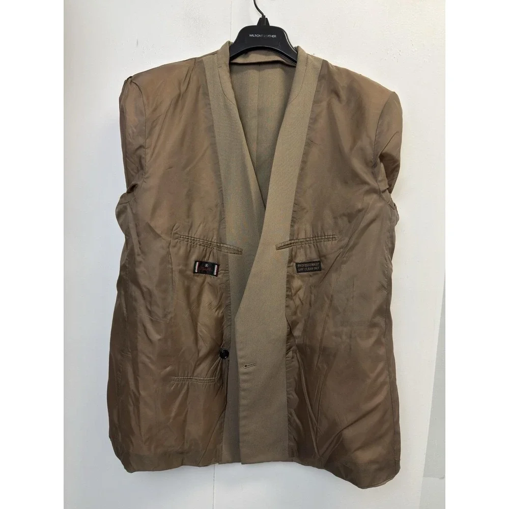 Bonelli Double Breasted Jacket Mens 44R Blazer Brown‎ Peak Collar Pinpoint